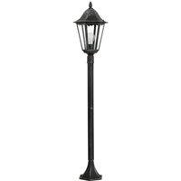 Loops IP44 Outdoor Bollard Light Black & Silver Lantern 1200mm Tall Post 60W E27
