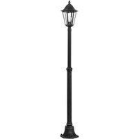 Loops IP44 Outdoor Bollard Light Black & Silver Lantern 2000mm Tall Post 60W E27