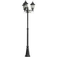 Loops IP44 Outdoor Bollard Light Black & Silver Patina Aluminium 3 x 60W E27 Bulb