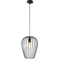 Loops Hanging Ceiling Pendant Light Black Wire Cage 1 x 60W E27 Hallway Feature Lamp