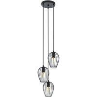 Loops Hanging Ceiling Pendant Light Black Wire Cage 3x 60W E27 Hallway Feature Lamp