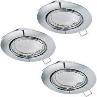 Loops 3 PACK Flush Adjustable Ceiling Downlight Chrome Steel 3 x 5W GU10 Bulb in Metallics