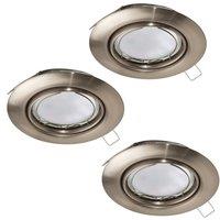 Loops 3 PACK Flush Ceiling Downlight Satin Nickel Steel 3 x 5W GU10 Bulb in Metallics
