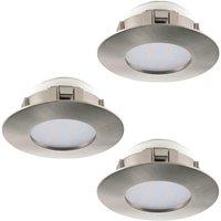 Loops 3 PACK Flush Ceiling Downlight Round Satin Nickel Plastic 6W Built in LED in Metallics