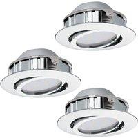 Loops 3 PACK Flush Ceiling Downlight Chrome Recessed Spotlight 6W Built in LED