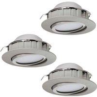 Loops 3 PACK Flush Ceiling Downlight Satin Nickel Adjustable 6W Built in LED in Metallics