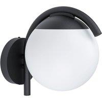 Loops IP44 Outdoor Wall Light Black & Diffused Shade 1 x 28W E27 Bulb Porch Lamp