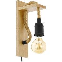 Loops LED Wall Light / Sconce Modern Wood & Rope Hangman Lamp 1 x 10W E27 Bulb