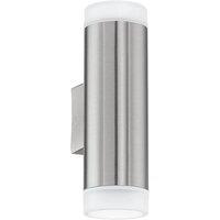 Loops IP44 Outdoor Up & Down Wall Light Stainless Steel 2x 3W GU10 Bulb Porch Lamp in Metallics