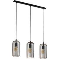 Loops Hanging Ceiling Pendant Light Black & Copper Cage 3x E27 Bulb Kitchen Island
