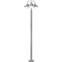 Loops IP44 Outdoor Bollard Light Stainless Steel 3 x 60W E27 Bulb Driveway Lamp Post in Metallics