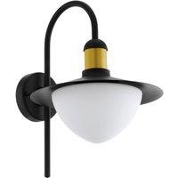 Loops IP44 Outdoor Wall Light Black & Gold Modern Fisherman Lamp 1x 60W E27 Bulb