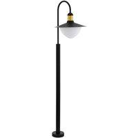 Loops IP44 Outdoor Bollard Light Black & Gold Curved Arm Post 1 x 60W E27 Bulb