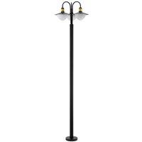 Loops IP44 Outdoor Bollard Light Black & Gold Curved Lamp Post 3 x 60W E27 Bulb