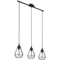 Loops Hanging Ceiling Pendant Light Black Wire Cage 3x E27 Kitchen Island Feature