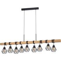 Loops Hanging Ceiling Pendant Light Black Cage & Wood 9x E27 Dining Table Multi Lamp