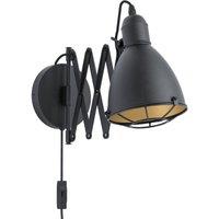 Loops LED Wall Light / Sconce Black & Gold Adjustable Round Shade 1 x 28W E27 Bulb