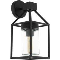 Loops IP44 Outdoor Wall Light Black & Square Glass shade 1x 60W E27 Bulb Porch Lamp