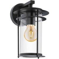 Loops IP44 Outdoor Wall Light Black Dome Down Shade 1 x 60W E27 Bulb Porch Lamp