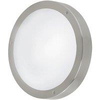 Loops IP44 Outdoor Wall Light Round Stainless Steel 11W Built in LED Porch Lamp in Metallics