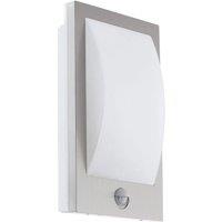 Loops IP44 Outdoor Wall Light & PIR Sensor Stainless Steel & White 1 x 12W E27 Bulb