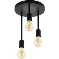 Loops Semi Flush Ceiling Light Black Steel Modern 3 Arm Feature 60W E27 Bulb