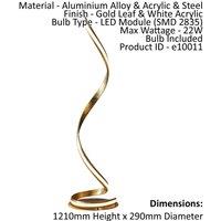 Loops Floor Lamp Light Gold Leaf & White Acrylic 22W LED module Bulb Included