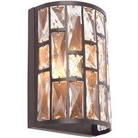 Loops Wall Light Dark Bronze Paint & Clear Crystal 40W E14 candle Dimmable