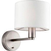 Loops Wall Light Matt Nickel Plate & Vintage White Fabric 40W E14 Dimmable in Metallics