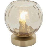 Loops Table Lamp - Satin Brass Plate & Champagne Lustre Glass - 25W E14 golf in Clear