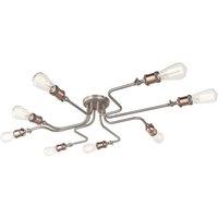 Loops Semi Flush Ceiling Light - Aged Copper & Aged Pewter Plate - 8 x 40W E27 GLS