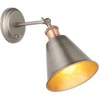 Loops Wall Light Aged Pewter & Aged Copper Plate 10W LED E27 Living Room e10179