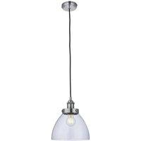 Loops Ceiling Pendant Light - Brushed Silver Paint & Clear Glass - 40W E27 - Dimmable in Metallics