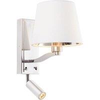 Loops Wall Light Bright Nickel Plate & Vintage White Fabric 40W E14 & 3W LED in Metallics