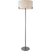 Loops Floor Lamp Light Brushed Bronze & Natural Linen 60W E27 Base & Shade