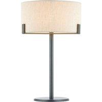 Loops Table Lamp Brushed Bronze Plate & Natural Linen 60W E27 GLS Base & Shade