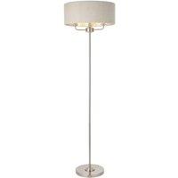 Loops Floor Lamp Light - Brushed Chrome & Natural Linen - 3 x 40W E14 - Base & shade