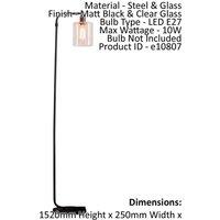 Loops Floor Lamp Light Matt Black & Clear Glass 10W LED E27 Complete Lamp