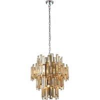 Loops Ceiling Pendant Light Chrome Plate & Champagne Crystal 12 x 40W E14
