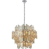 Loops Ceiling Pendant Light Chrome Plate & Champagne Crystal 15 x 40W E14