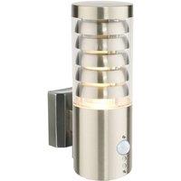 Loops Contemporary Outdoor Wall Light with PIR - 9.2W Warm White LED - Brushed Steel in Metallics
