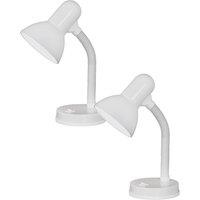 Loops 2 PACK Table Lamp Flexible Moveable Colour White Steel Rocker Switch E27 1x40W