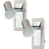 Loops 2 PACK Wall Light Colour Satin Nickel Chrome Plated Rocker Switch GU10 1x5W in Metallics