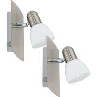 Loops 2 PACK Wall Spot Light Colour Satin Nickel Shade White Satin Glass E14 1x25W in Metallics