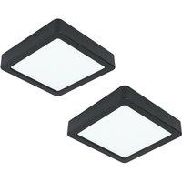Loops 2 PACK Wall / Ceiling Light Black 160mm Square Surface Mounted 10.5W LED 4000K