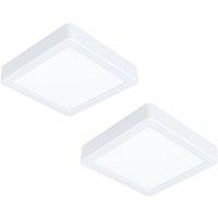 Loops 2 PACK Wall / Ceiling Light White 160mm Square Surface Mounted 10.5W LED 4000K