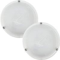 Loops 2 PACK Wall Flush Ceiling Light Colour Chrome Shade Glass Alabaster E27 1x60W in Clear