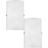 Loops 2 PACK Wall Light Colour Satin Nickel Shade White Satinized Glass E14 1x60W in Metallics