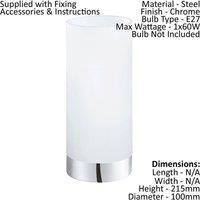 Loops 2 PACK Table Lamp Colour Chrome Shade Round White Satin Glass Bulb E27 1x60W