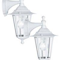 Loops 2 PACK IP44 Outdoor Wall Light White Aluminium Lantern 1x 60W E27 Porch Lamp